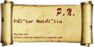 Péter Natália névjegykártya